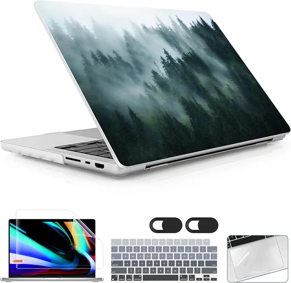 Case for 2026 MacBook Pro 14-inch M5 M4 M3 M2 M1 Pro/Max Chip, Release 2026 2025-2021, Model A3427 A3426 A3434 A3112 A3401 A3185, Plastic Hard Shell Case with Keyboard Cover, Forest