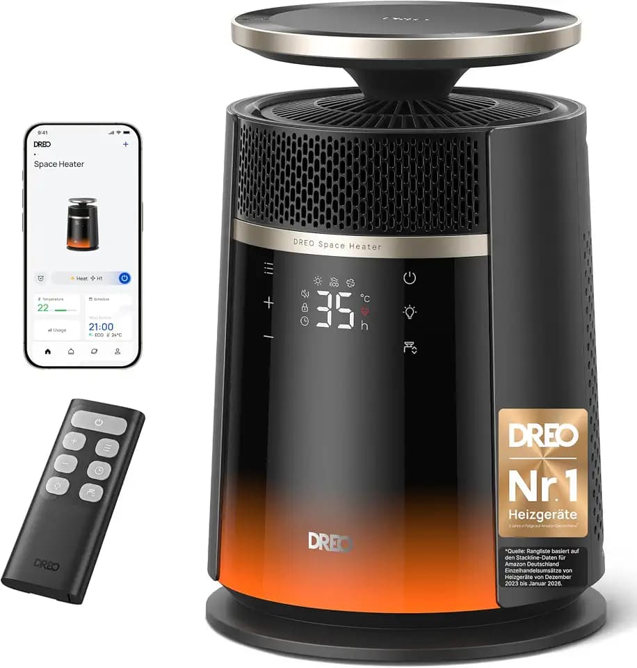 DREO Heizlüfter, 360-Grad- und Direktmodi Keramik Heizlüfter mit Thermostat