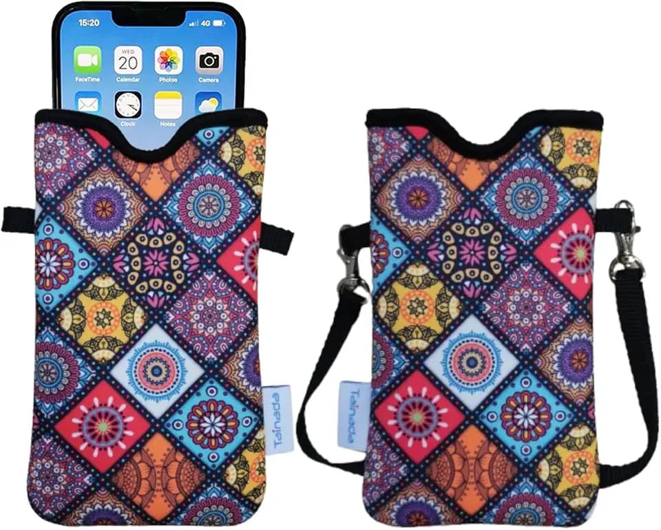 Tainada Neck Neoprene Phone Pouch Bag w/Crossbody Strap (Bohemian Pattern)