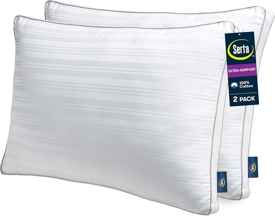 Serta Down Illusion Ultra Support Cotton Pillows, King (2 Pack)