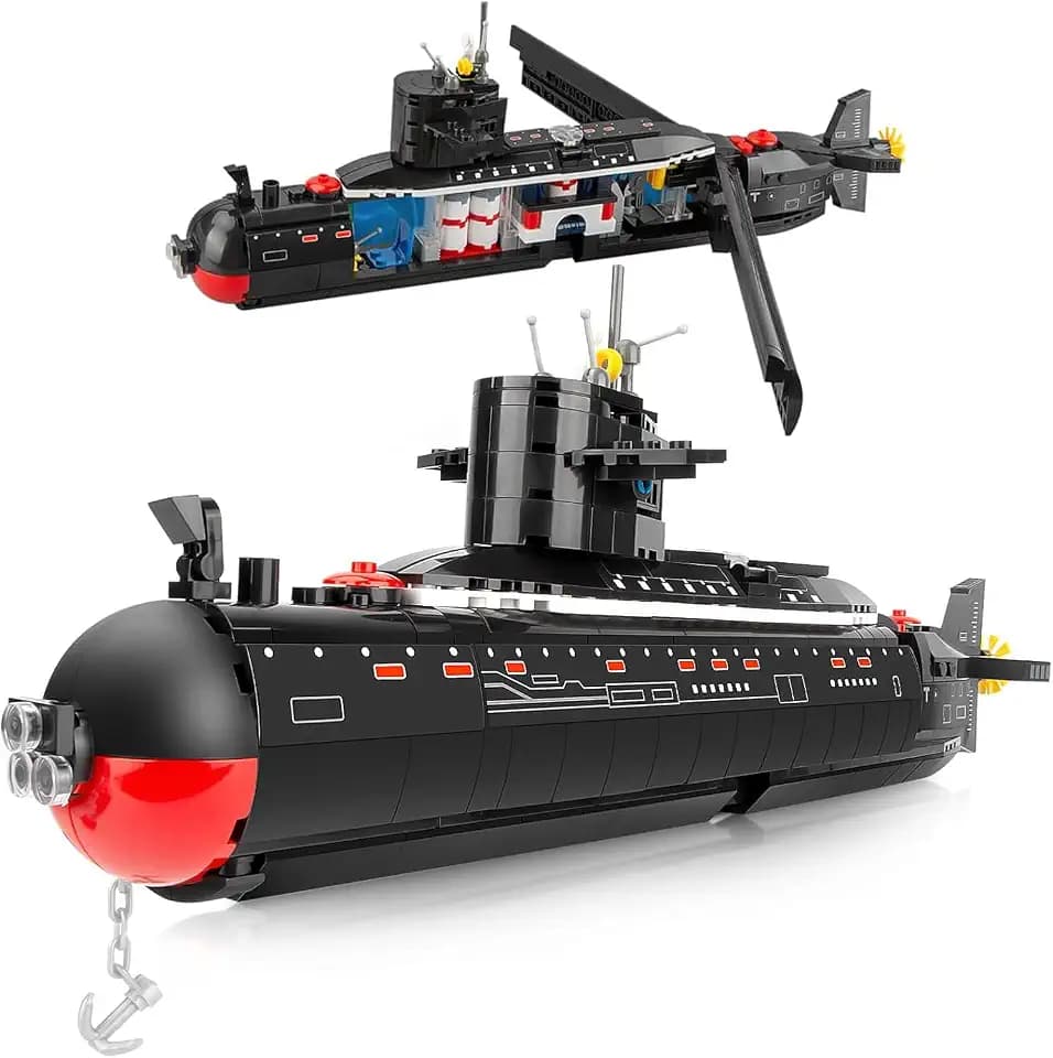 Finger Rock Nuclear Submarine Building Set, WW2 Historical Military Series Submarine Model Set, Collection Birthday Gifts Toy for Teens and Adults 14+ (519 Pieces)