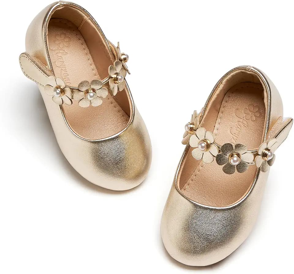 Flaryzone Toddler/Little Girls' Ballerina Flat Mary Jane Princess Dress Shoes - Wedding School Party