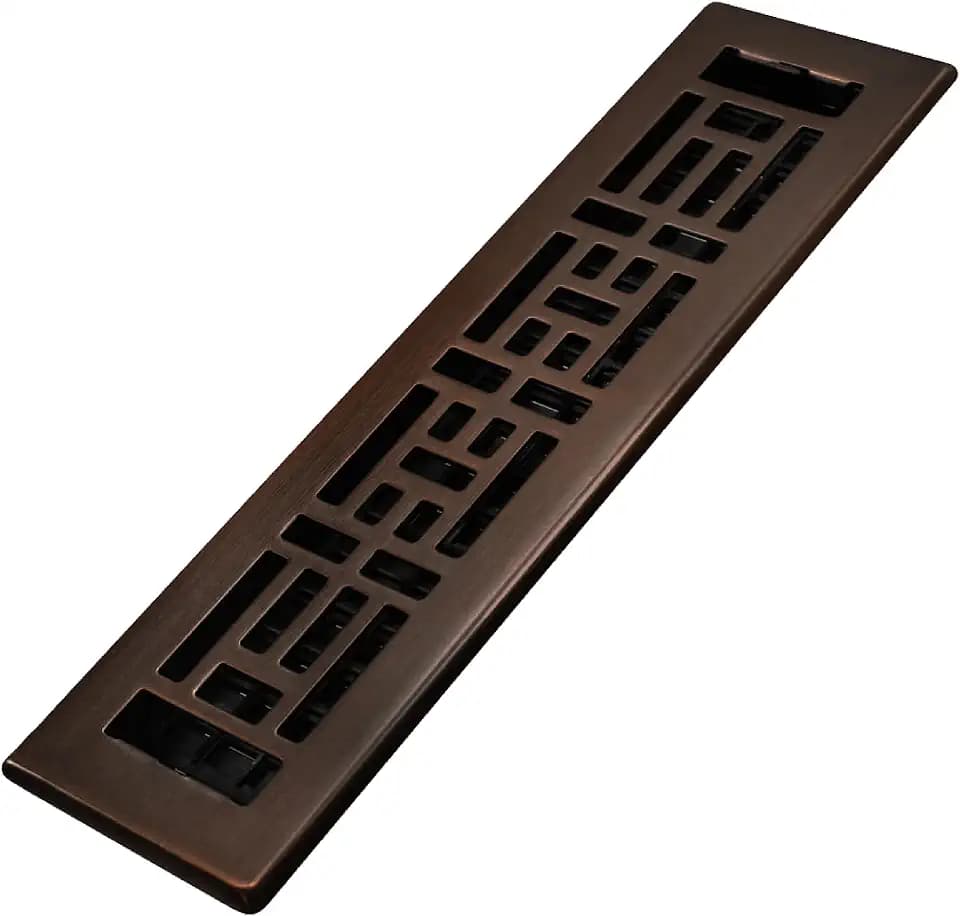 Decor Grates AJH212-RB Oriental Floor Register, 2x12 Inches, Rubbed Bronze Finish