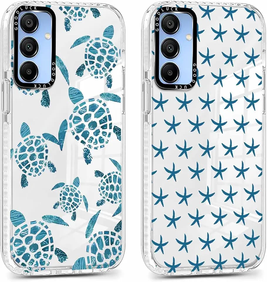 Xylota 2 Stück Transparent Handyhülle für Samsung Galaxy A55 5G 6,5" Hülle, Niedlich Meeres Hahnrei Muster Sommer Mädchen Schutzhülle, Case Weich Silikon Dünn TPU Stoßfeste Cover für Samsung A55, 01