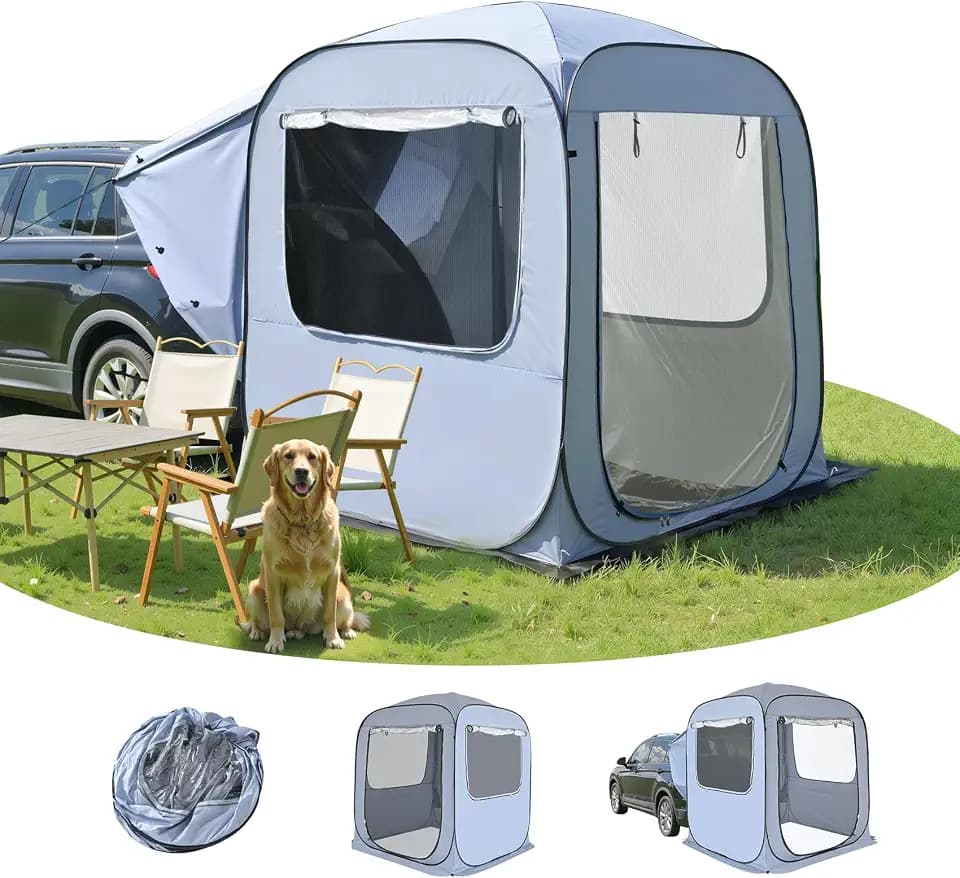 Alvantor® Tailgate SUV Tent for Cars – 6x6x6.6ft Waterproof & UV-Resistant Car Camping Tents with Full Mesh & PVC, Fits SUV, MPV – Portable Instant Setup Tent for 2-3 People