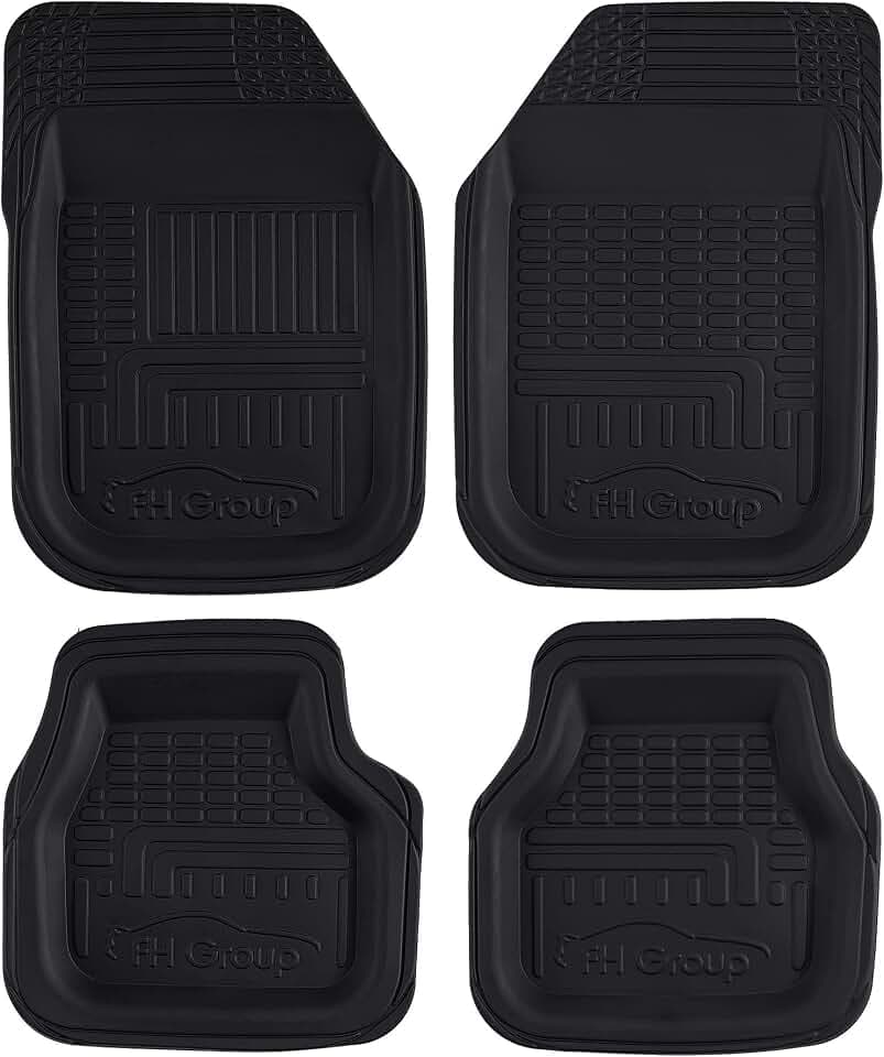 FH Group Automotive Floor Mats - Deep Dish Floor Mats, TPO Plastic Climaproof Floor Mats for Cars, Universal Fit, Trimmable Car Floor Mats, Full Set, Floor Mats for Sedan, SUV, Truck Floor Mats Black