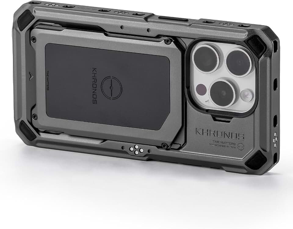 Tilta Khronos Phone Case Compatible with iPhone 15 Pro | Aluminum Build | Use with Accessories for Advanced Mobile Filmmaking (Space Gray)