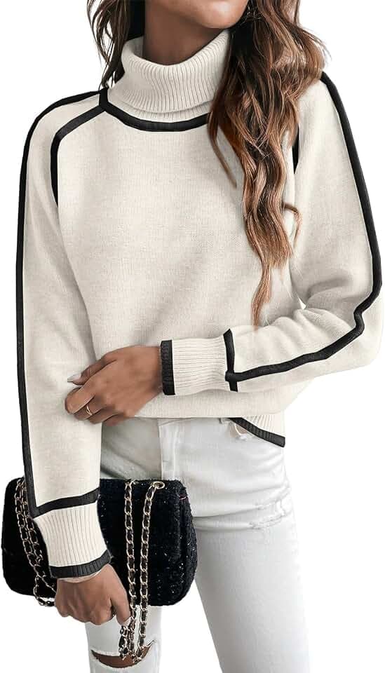 EVALESS Sweaters for Women Fall Winter Cozy Turtleneck Sweater