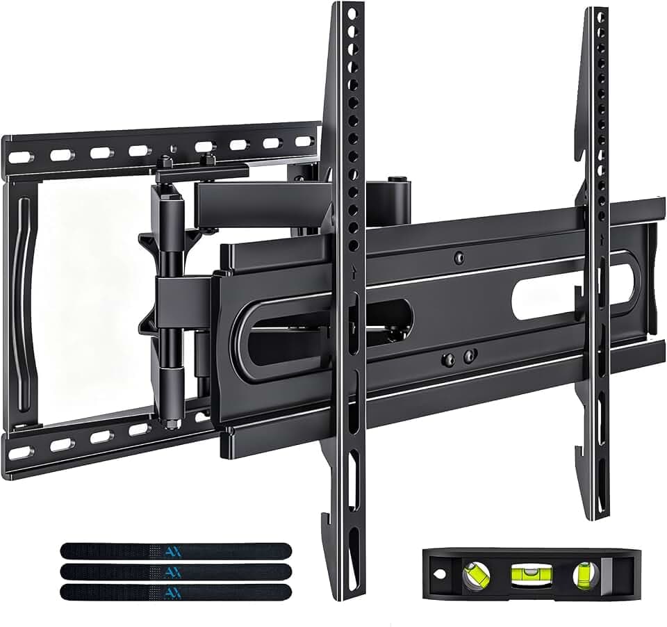 AX WABER TV Wall Mount Bracket for 32-65 Inch TV Full Motion Dual Articulating Arm with Swivel & Tilt, Max VESA 400x400mm，Fits 8” 12” 16" Studs, Supports 99 lbs for Flat & Curved Screens AX02MB01﻿