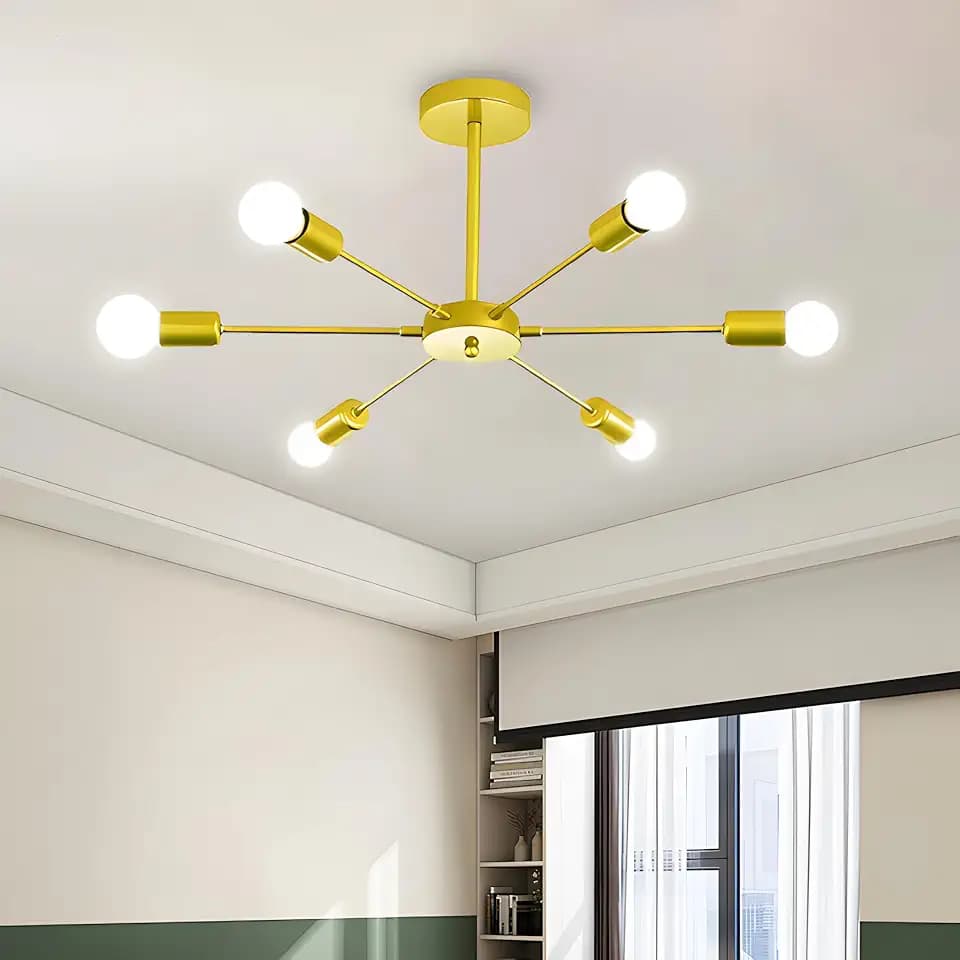 Deckenleuchte Vintage Deckenlampe E27 Gold Retro 6 Flammig