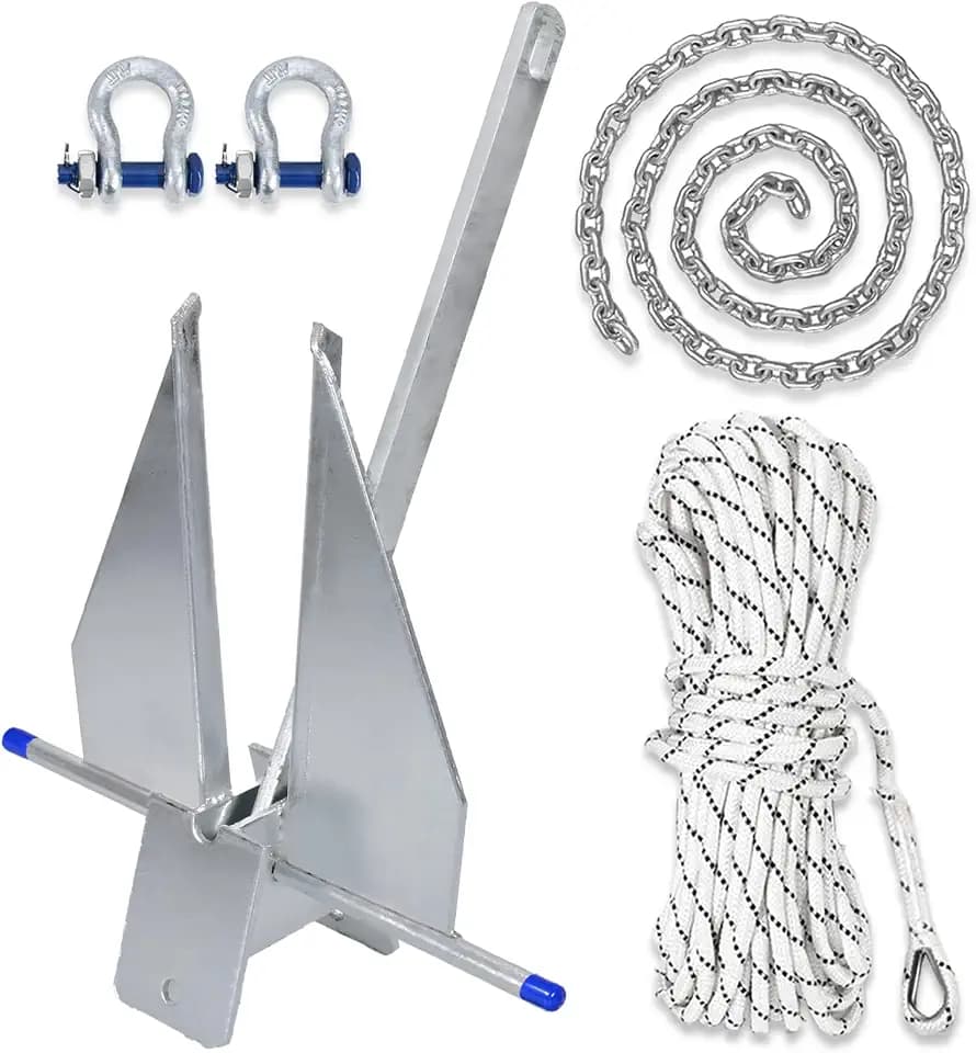 5/8/10/13/18/25 Boat Anchor Kit with Chain, Rope and Shackles