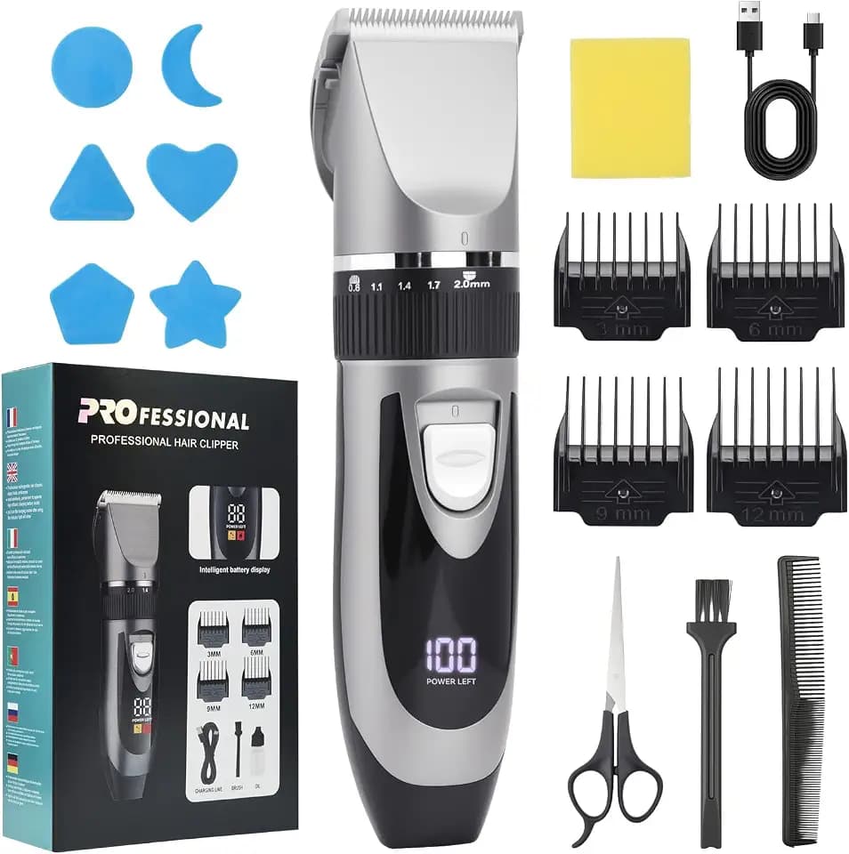 OTraki Haarschneidemaschine, Trimmer Barttrimmer Herren LED Anzeige Haartrimmer Herren Konturen Haartrimmer Kabelloser Haarschneidemaschine Profi Bartschneider Rasierer Haarschneider Hair Clipper