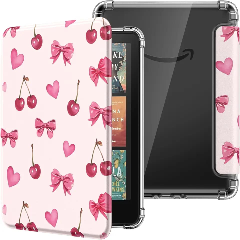 MoKo Case for Kindle Paperwhite 12th Gen & Colorsoft 2024, Cherry Bow