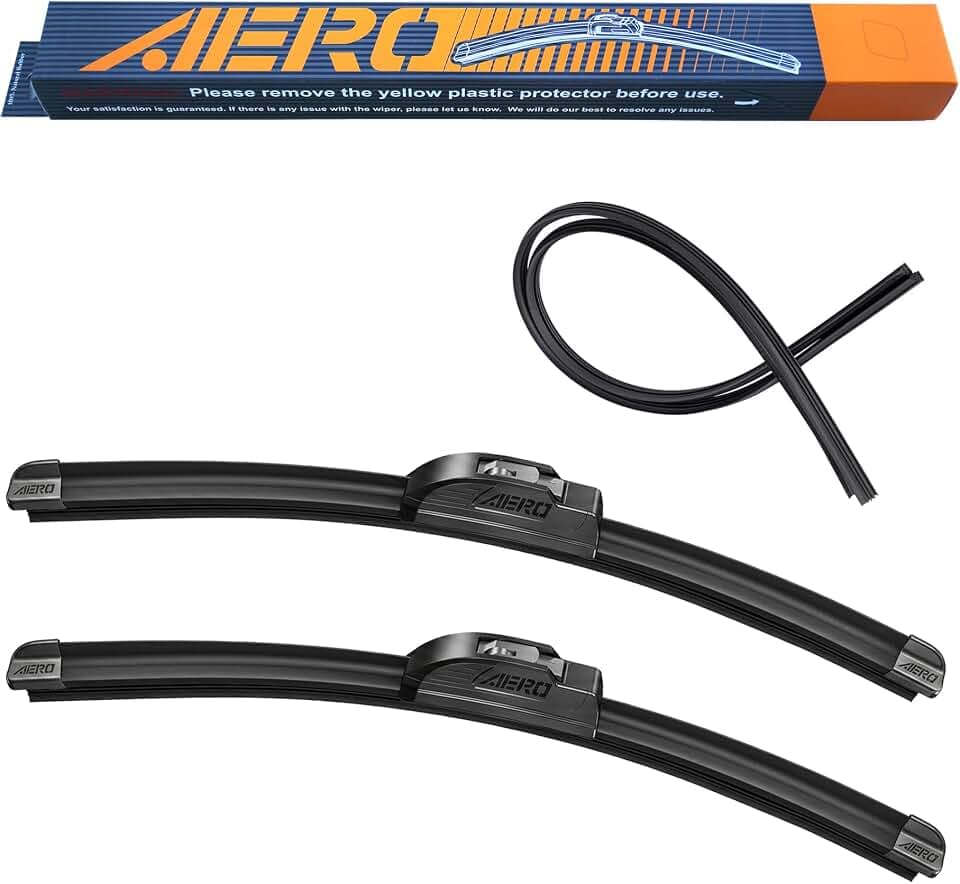 AERO Voyager 24" + 20" Windshield Wipers, Premium All-Season Automotive Replacement Wiper Blades with Extra Rubber Refills + 1-Year Warranty (Pack of 2)