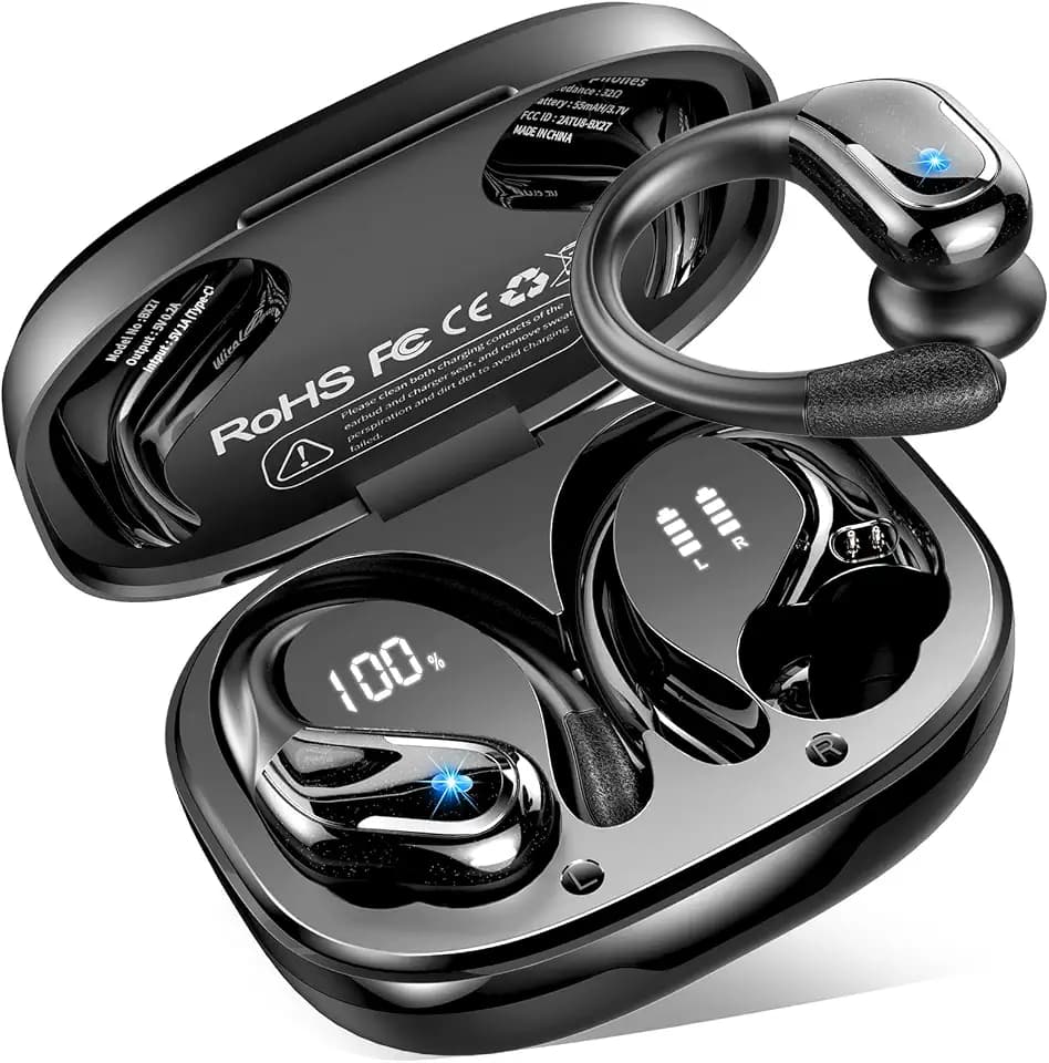 Bluetooth 5.4 Kopfhörer Sport, 75Std HiFi-Stereo Kopfhörer Kabellos Bluetooth, IP-X8 Wasserdicht Tiefer Bass Wireless Headphones, 4 ENC Noise Cancelling Mic Earbuds, USB-C in-ear Ohrhörer Joggen Gym