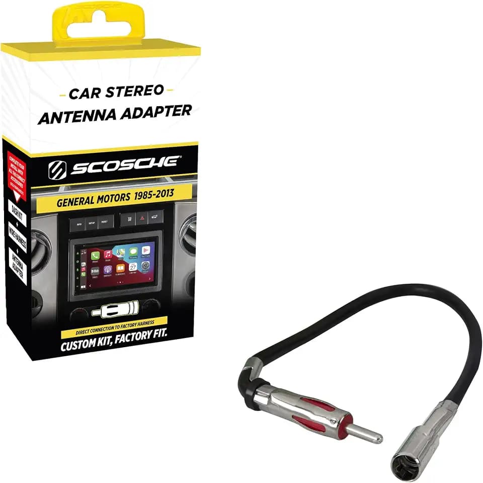 Scosche MDA1B Micro/Delco Antenna Adapter for Aftermarket Car Stereo Compatible with Select 1985-2013 GM and Import Vehicles - Car Radio Antenna Adapter - Car Audio Adapter - See Fit Guide for Vehicle