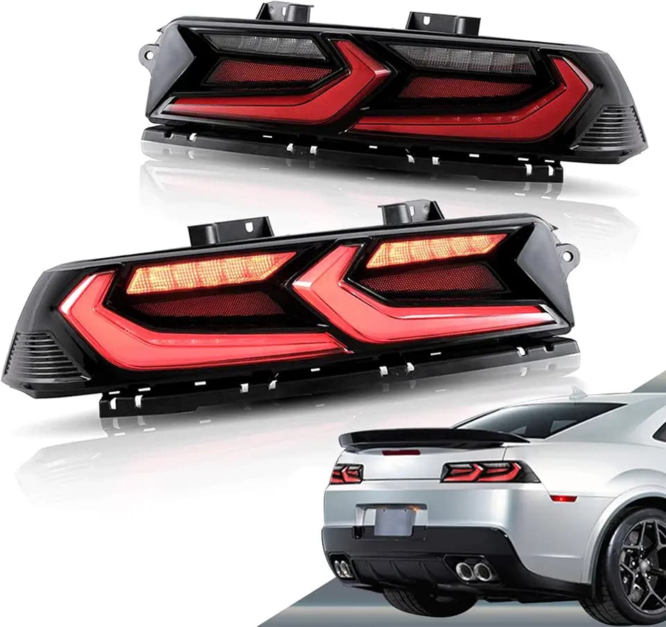 VLAND Led Tail Lights Compatible with Camaro Coupe 2014 2015 LT LS SS ZL1 w/Red Turn Signal Rear Lamp Assembly (Red)