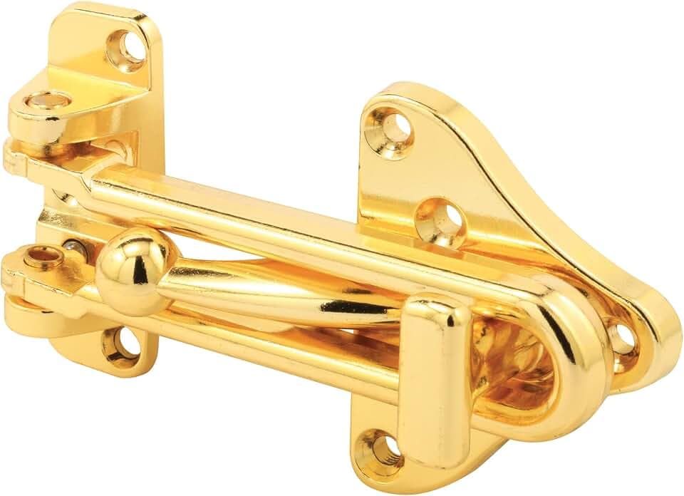 Defender Security U 11315 Schwingstangen-Türschutz mit Hochsicherheits-Hilfsschloss, Messing-Finish, 1 Stück, 1 Packung