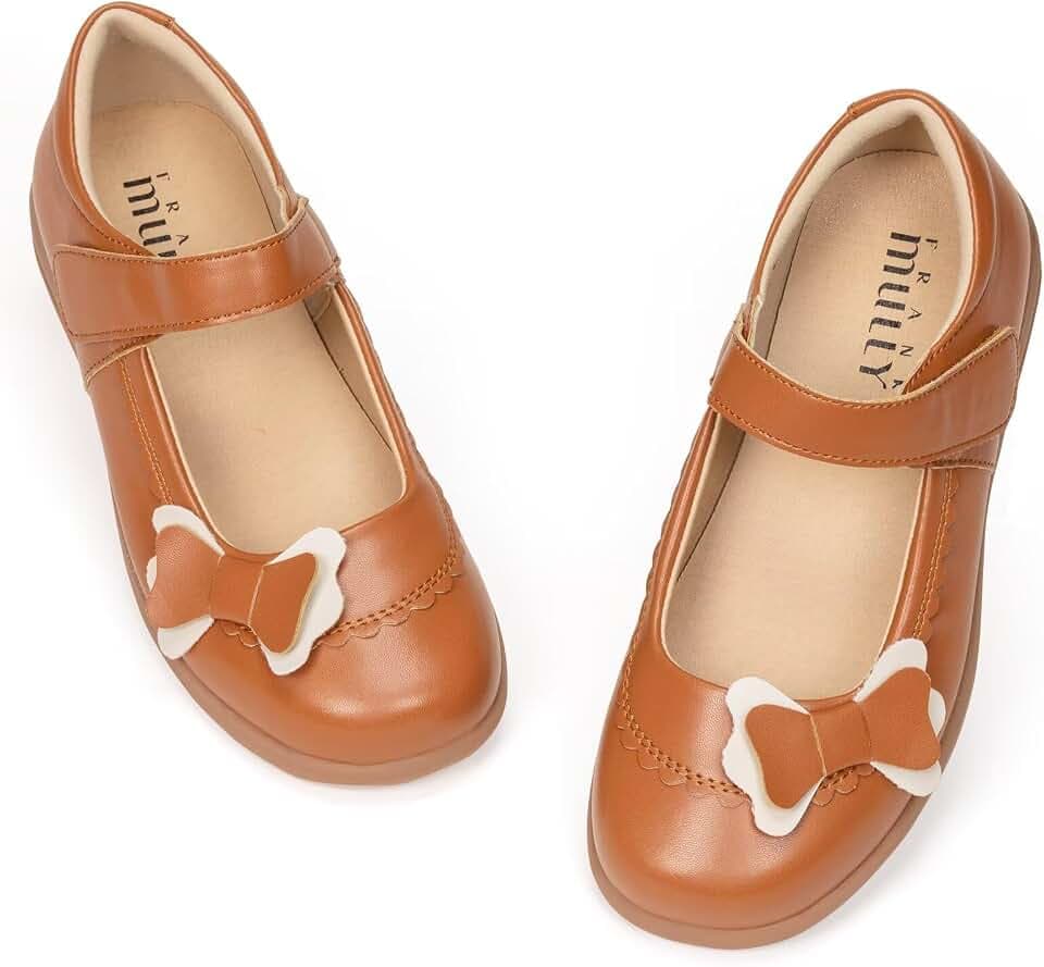 Frank Mully Mädchen-Kleiderschuhe Mädchen Mary Jane Flache Schuhe Ballerinas Flache Party-Schulschuhe mit Schleife für Kleinkinder/kleine Kinder/große Kinder