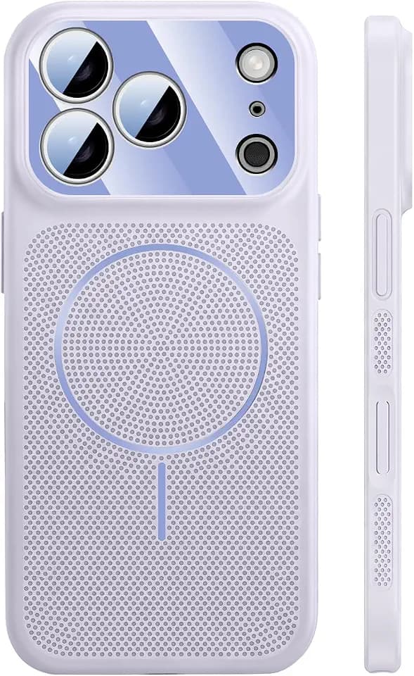for iPhone 17 PRO Case, Breathable Hollow PC Cover, Ultra Thin Shockproof with Lens Film (Light Purple, iPhone 17 Pro)