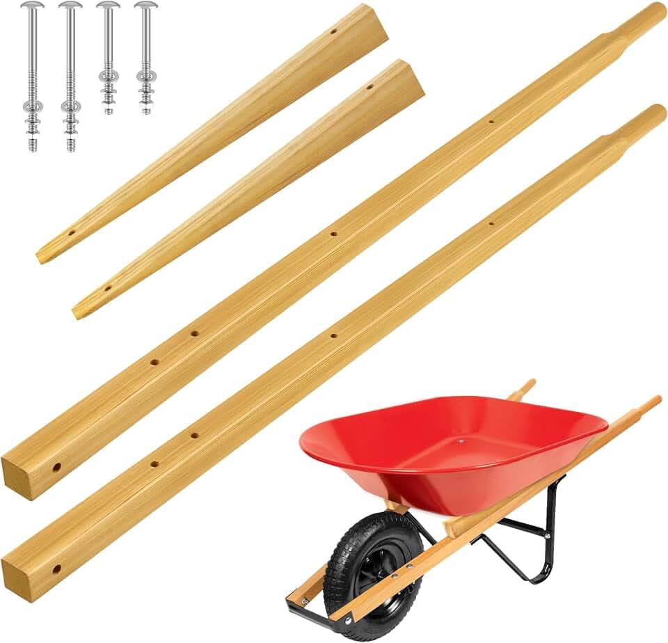 Wood Replacement Wheelbarrow Handles Kit,with 2 Wheelbarrow Wedge