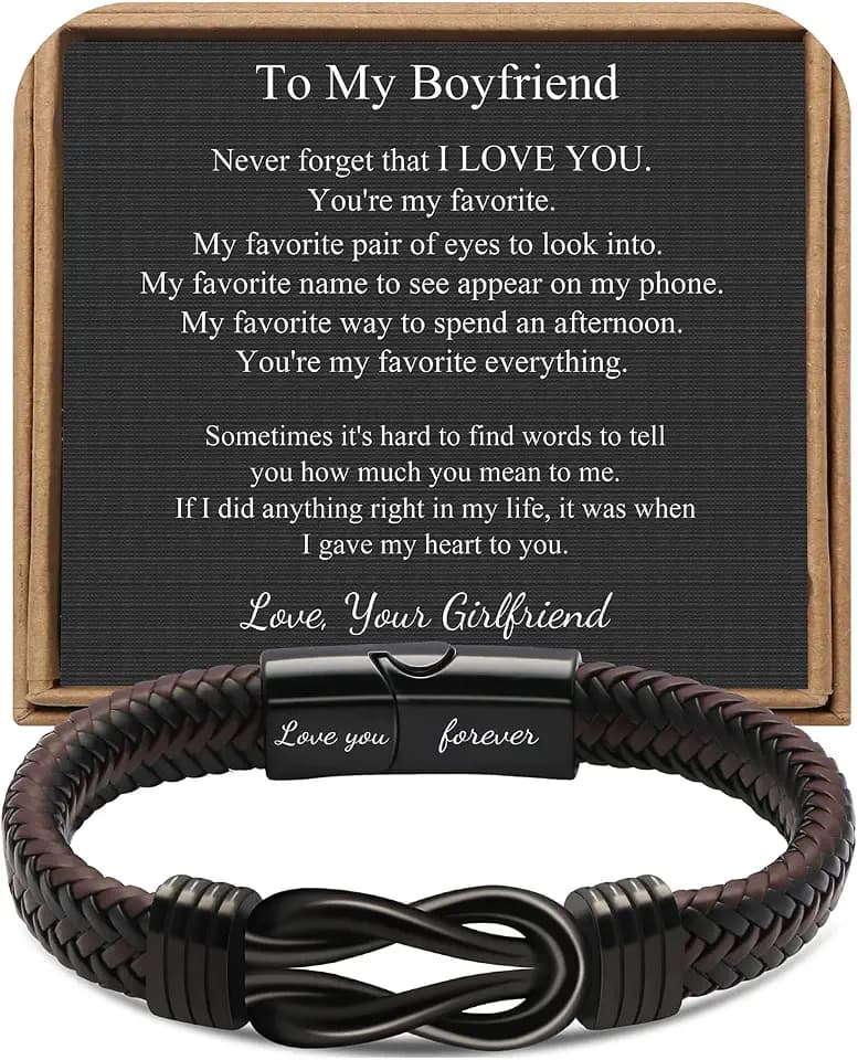 Knot Bracelet Gifts for Men, Leather Stainless Steel Knot Mens Bracelet