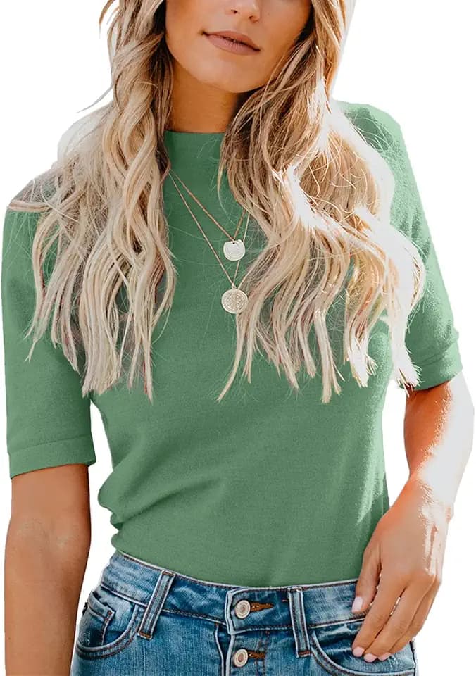 LIYOHON Womens Tops Dressy Casual Mock Turtleneck Business Short Sleeve T Shirts Going Out Tops 2026