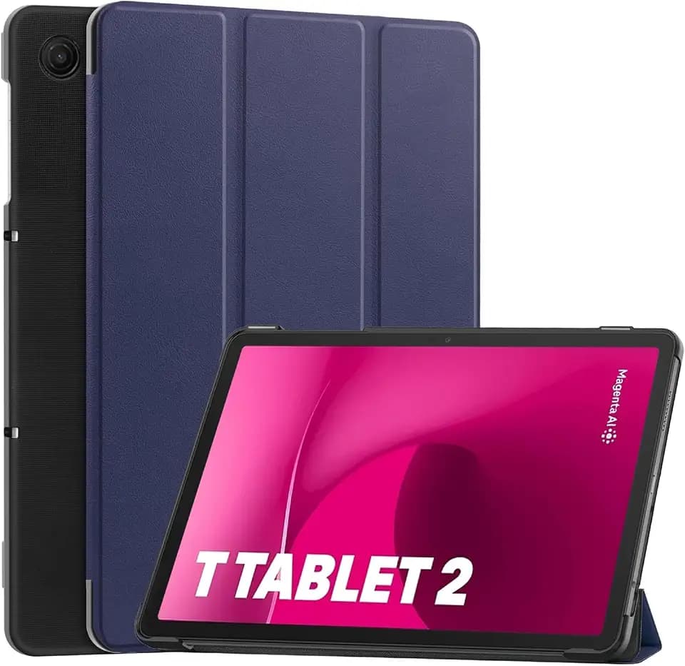 GIOPUEY Hülle Kompatibel mit Telekom T Tablet 2 10.1 Inch 2025, Flip Case [Bracket-Funktion] 360° Schutz - Dunkelblau