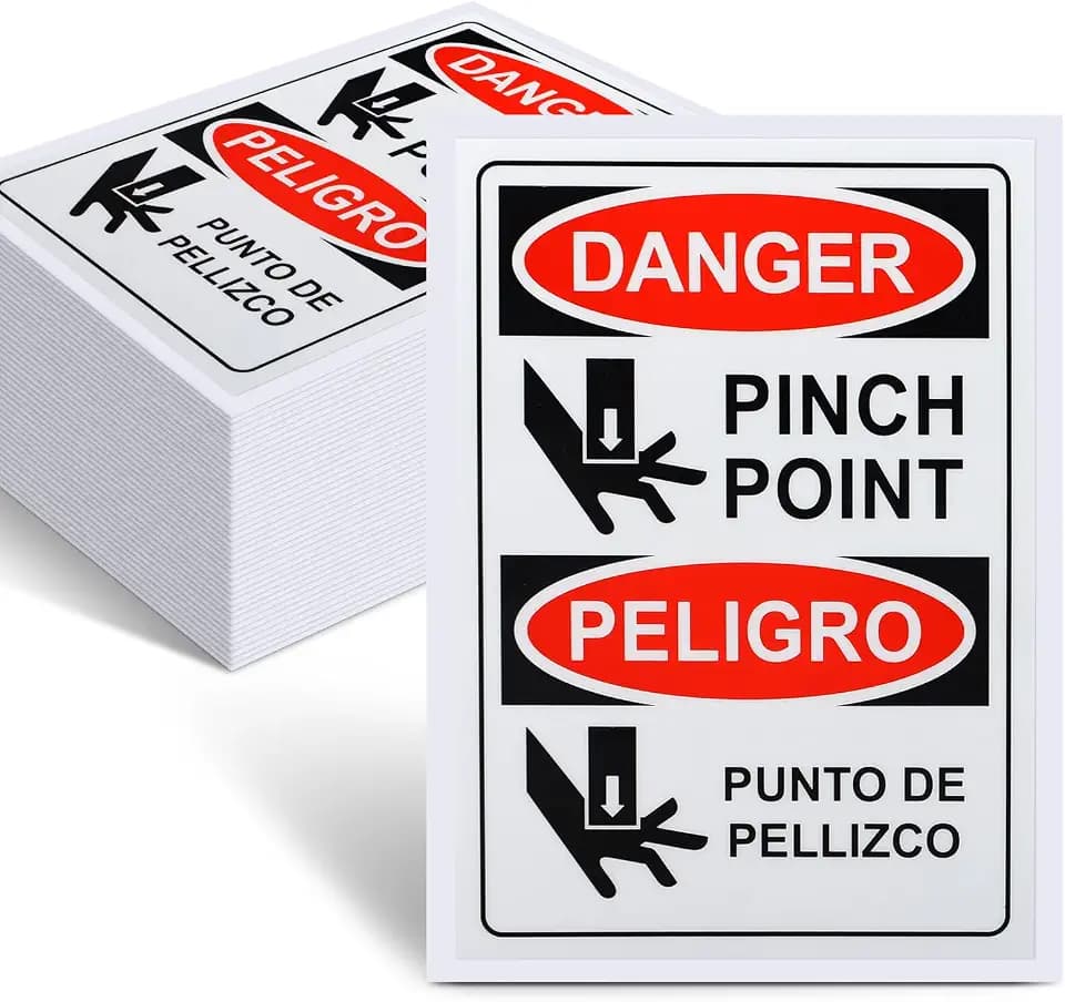 50 Pcs DANGER Pinch Point Watch Your Hands ANSI Bilingual Label