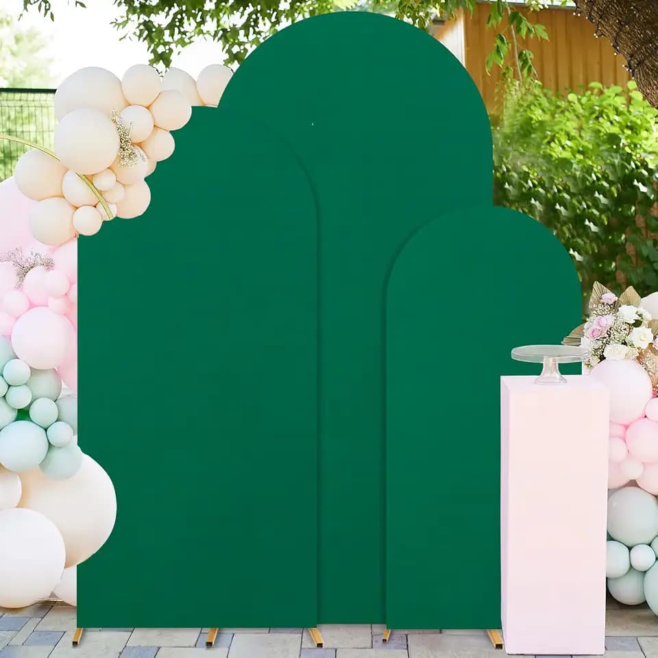 FUHSY Wedding Arch Cover Set of 3 Emerald Green Arch Backdrop Cover 6FT 5FT 4FT Chiara Backdrop Covers for Balloon Arch Frames Spandex Arch Stand Covers for Bridal Shower Party Arch Stand Decorations