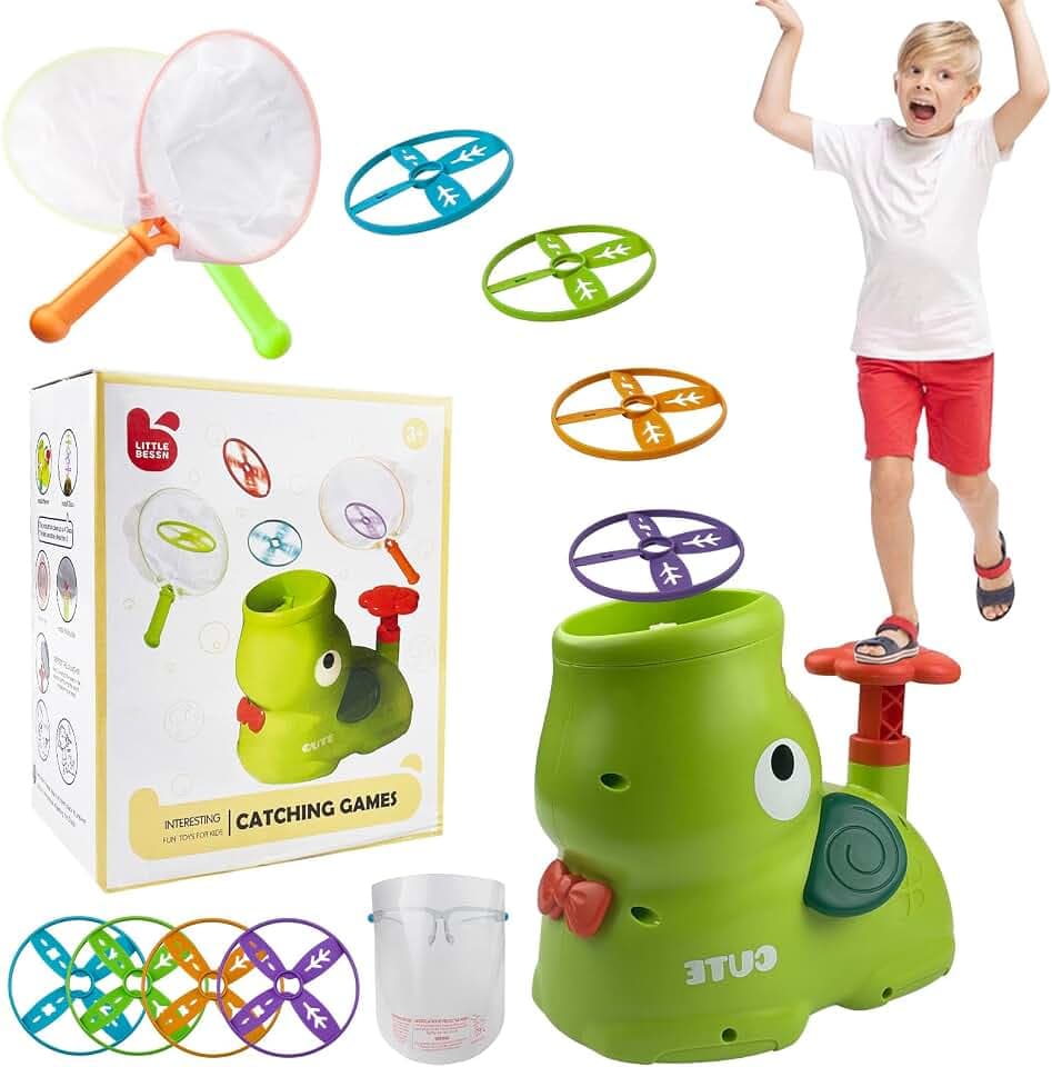 Chiluxendo Outdoor Spielzeug(Grün), Propeller Tosy Fliegender, Outdoor-Gartenspielzeug Disc Launcher, Launcher Flying Saucers Fliegende Scheibe, Ostergeschenke, Weihnacht Geburtstag Geschenke