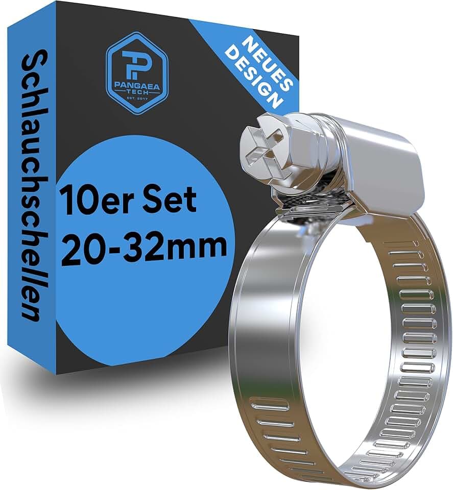 Edelstahl Schlauchschellen 20-32 mm 10 Stück - Profi Qualität nach DIN 3017 (W2) - Schlauchschellen Set für Pool, Teich und Garten