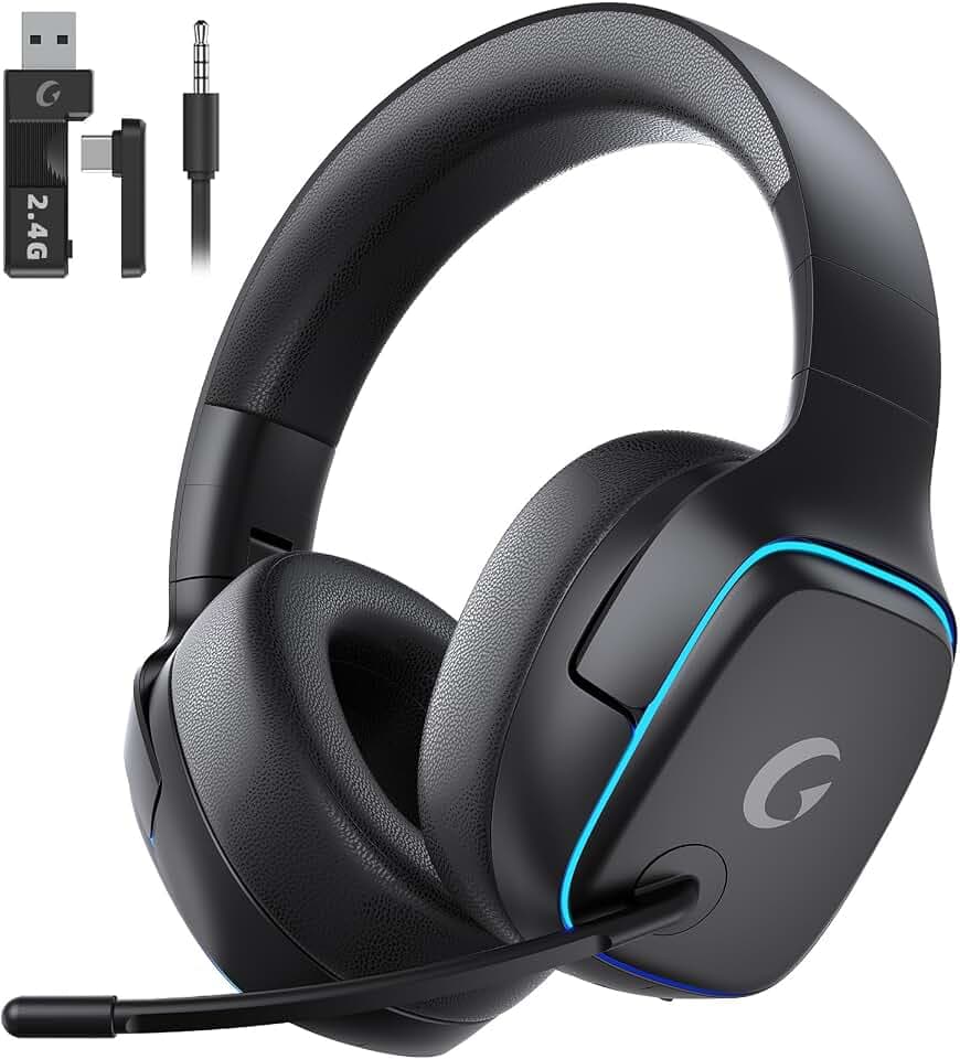 Gvyugke 2.4GHz Wireless Gaming Headsets for PS5, PS4, PC, Switch,MatteBlack