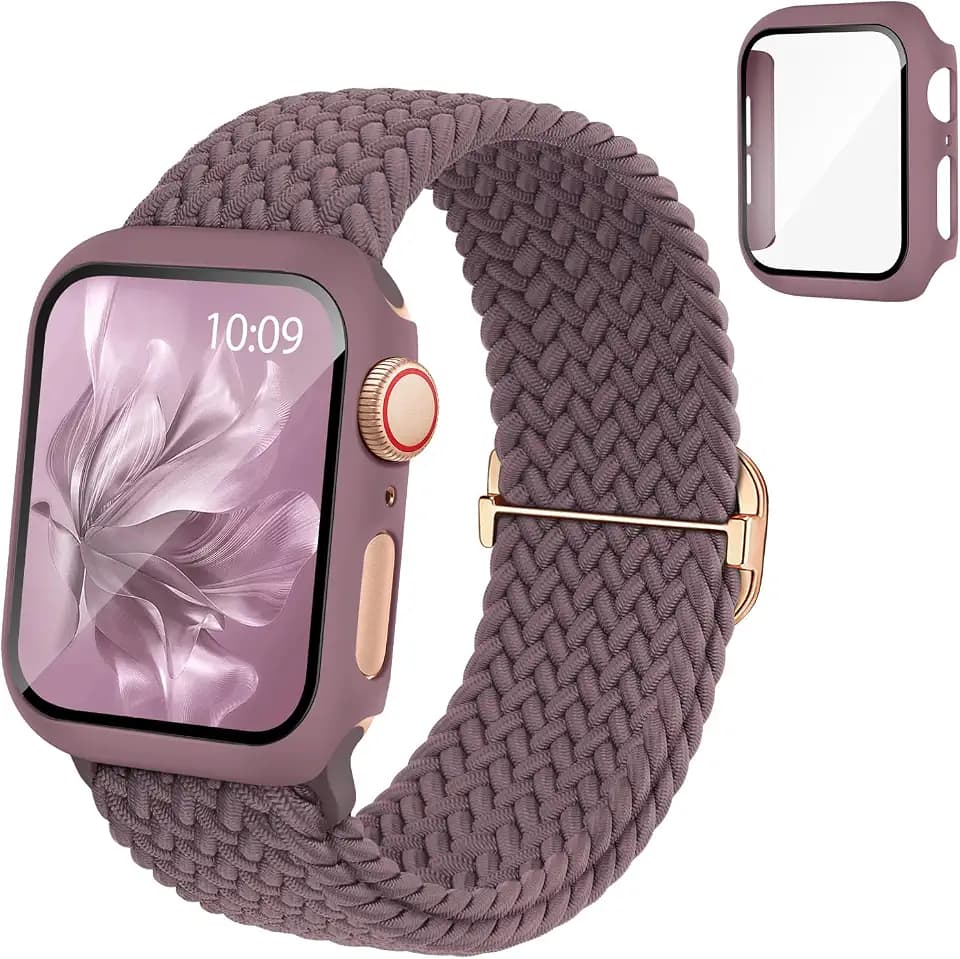 Braided Stretchy Band Compatible for Apple Watch Band and Case 42mm Women