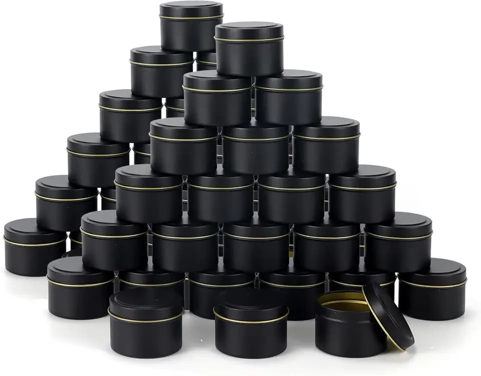 SONVIIBOX 48 Pieces 4oz Black Candle Tins,Bulk Candle tin,Candle Jars for Making Candles,Bulk Candle Containers for Candle Making,Storage Jars,DIY Candle Making (48Pcs Black)