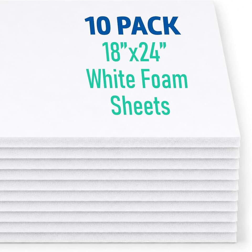 Flipside Products White Foam Board 18” x 24” - Premium Double-Sided with White Foam Core, 3/16" Thick - Photography Mounting, Art Projects, Presentations, Display & Signage – Pack of 10