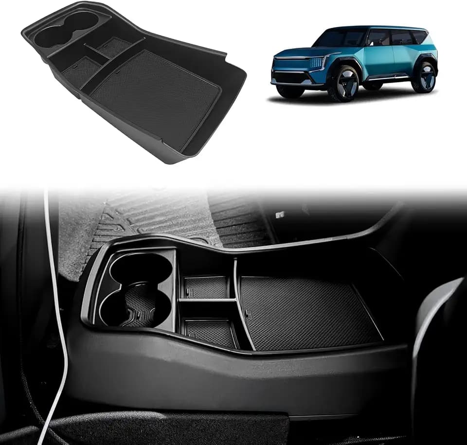 BestEvMod Lower Center Console Organizer Tray for 2024-2026 Kia EV9 (V2)
