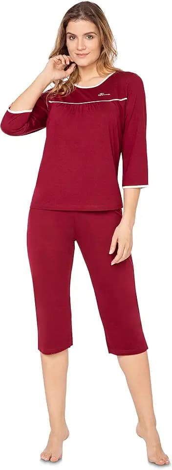 e.Femme® Damen Schlafanzug Nicole II 870 aus 50% Baumwolle und 50% Modal