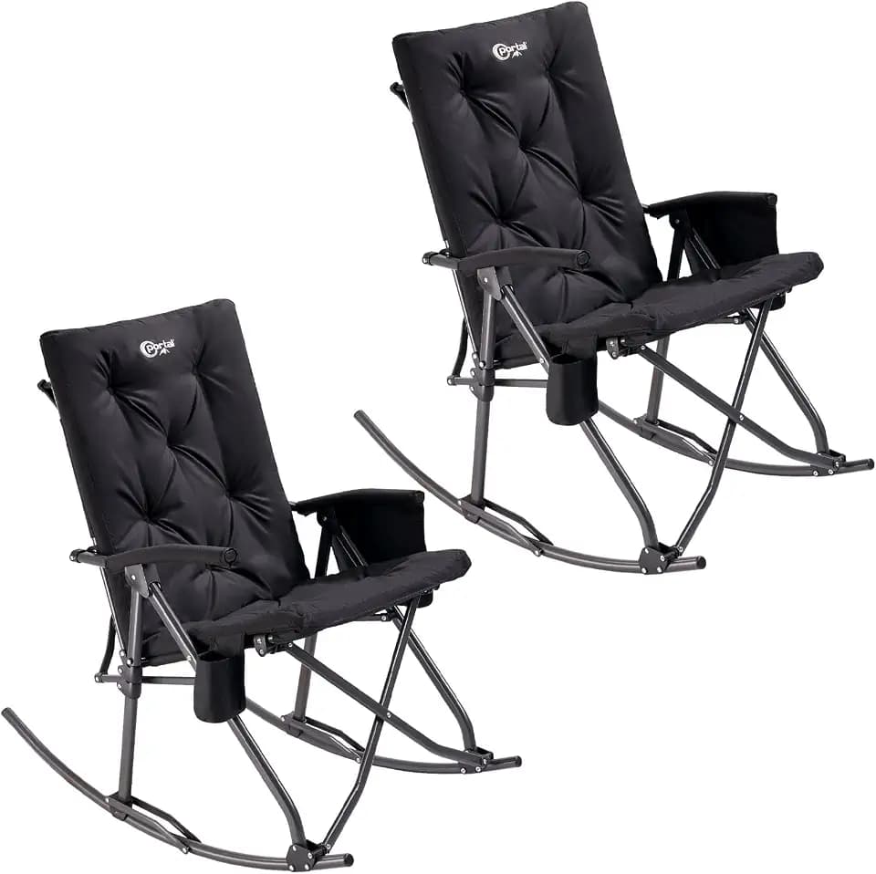 Portal Oversized Padded Folding Rocking Camping Chair Outdoor 400 LBS