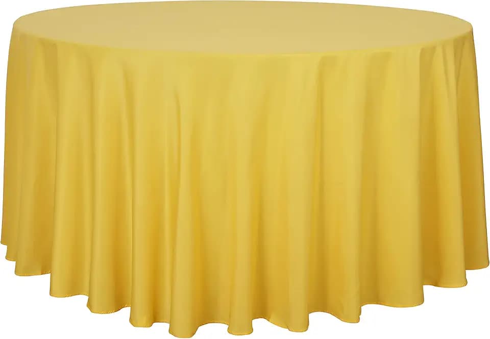 sancua Round Tablecloth, 108 Inch, Yellow