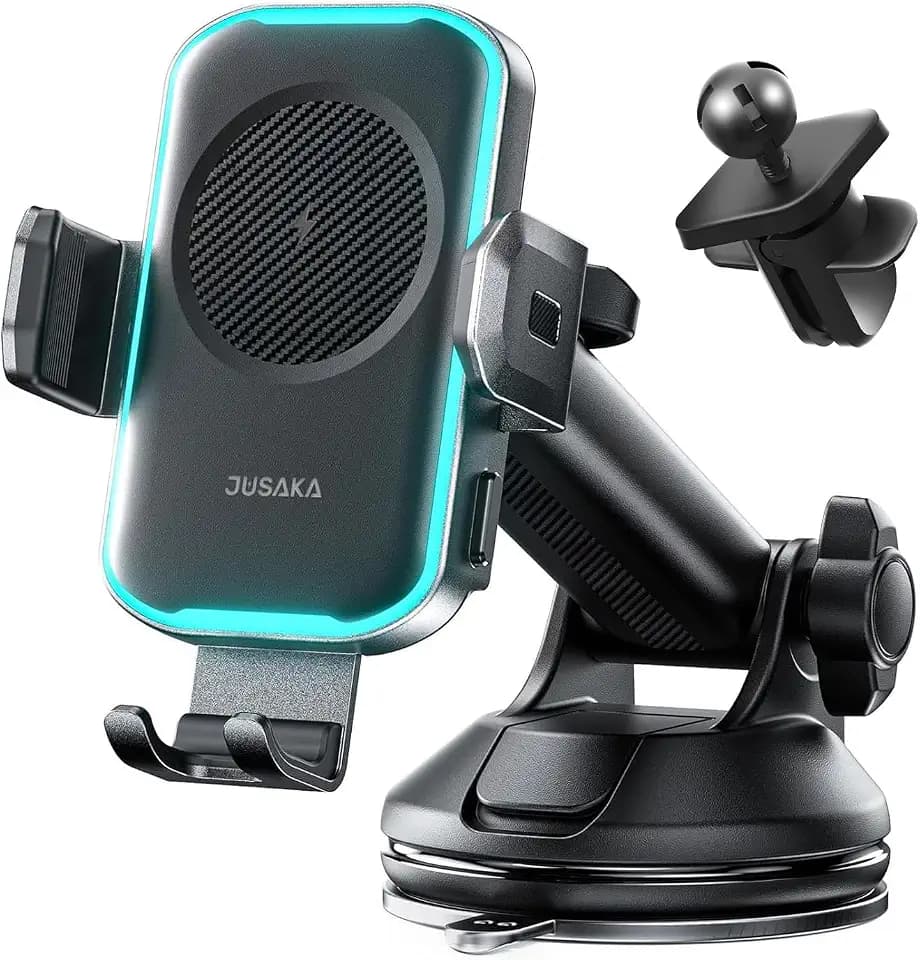 Wireless Car Charger,15W Fast Charging Auto-Clamping Car Phone Mount