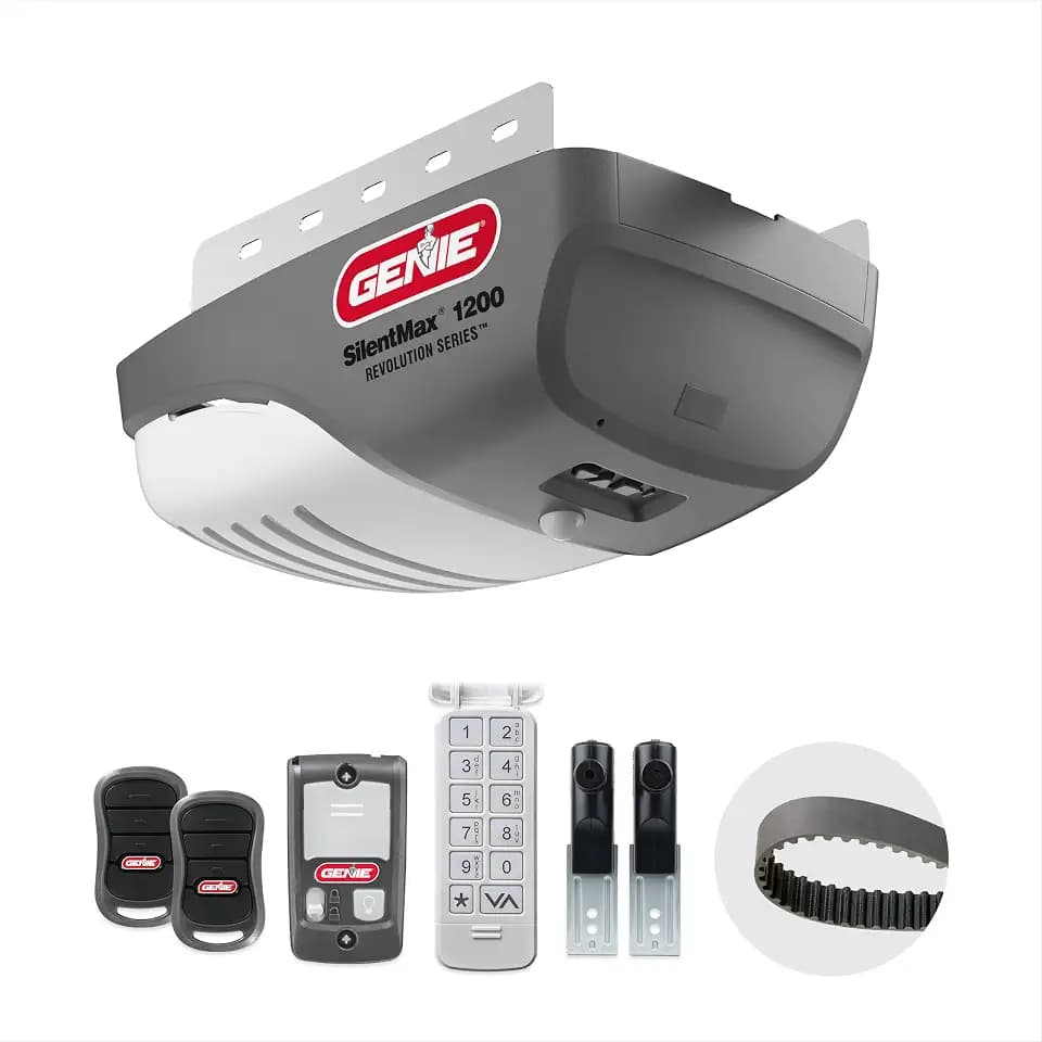 Genie SilentMax 1200 Model 4042-TKH Garage Door Opener with Motion Detection Lighting, Ultra-Quiet Steel-Reinforced Belt Drive, 140V DC Motor, 3/4 + HPc 140V Belt Drive, Gray