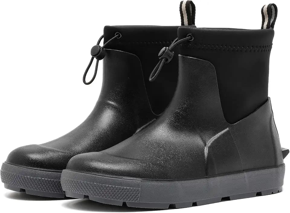 Men's Deck Boots, Waterproof Ankle Rain Boots for Fishing & Boating