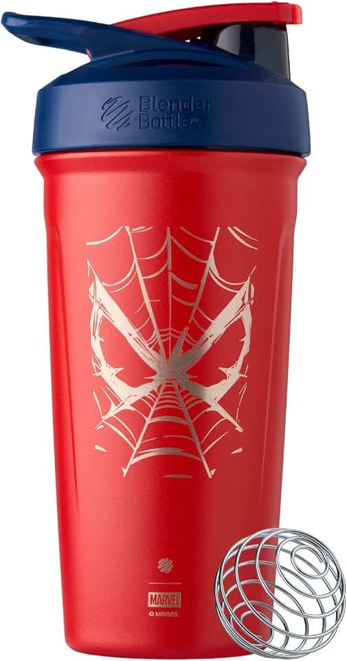 BlenderBottle Marvel Sport Flip Insulated Shaker Bottle 24 oz Spiderman Web