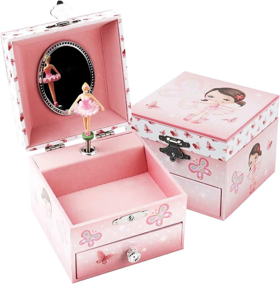 Spieluhr Ballerina Schmuckschatulle mit ausziehbarer Schublade Spieluhr Jewel Aufbewahrungskoffer für Mädchen