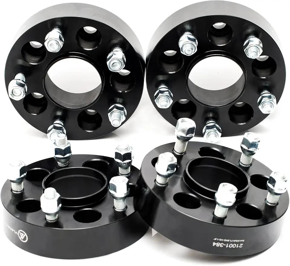 4x Black 5x115 Hubcentric Wheel Spacers 1.5 Inch M14x1.5 Studs 71.5mm Bore