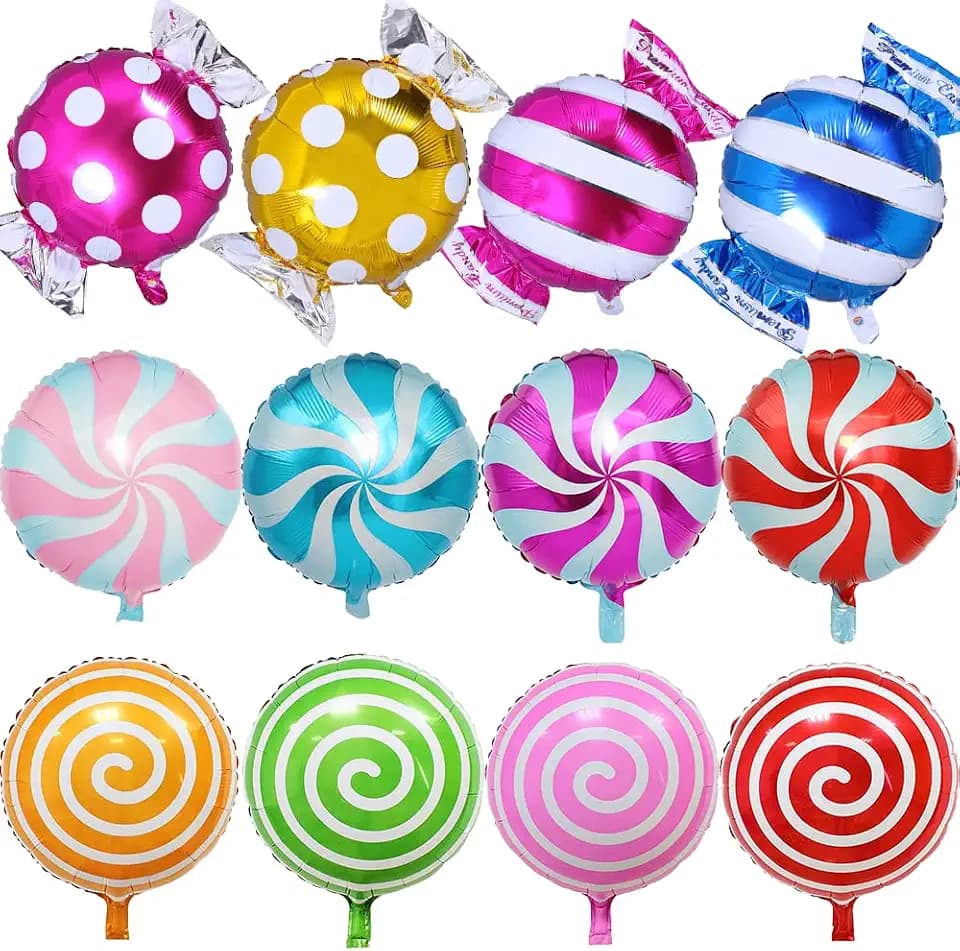 Folienballons Süßigkeiten, 12 Stück Partyballon Lollipop, Helium Ballons Candy, Bunte Folienballons Bonbon, für Geburtstag Sommer Party Dekoration Geschenk