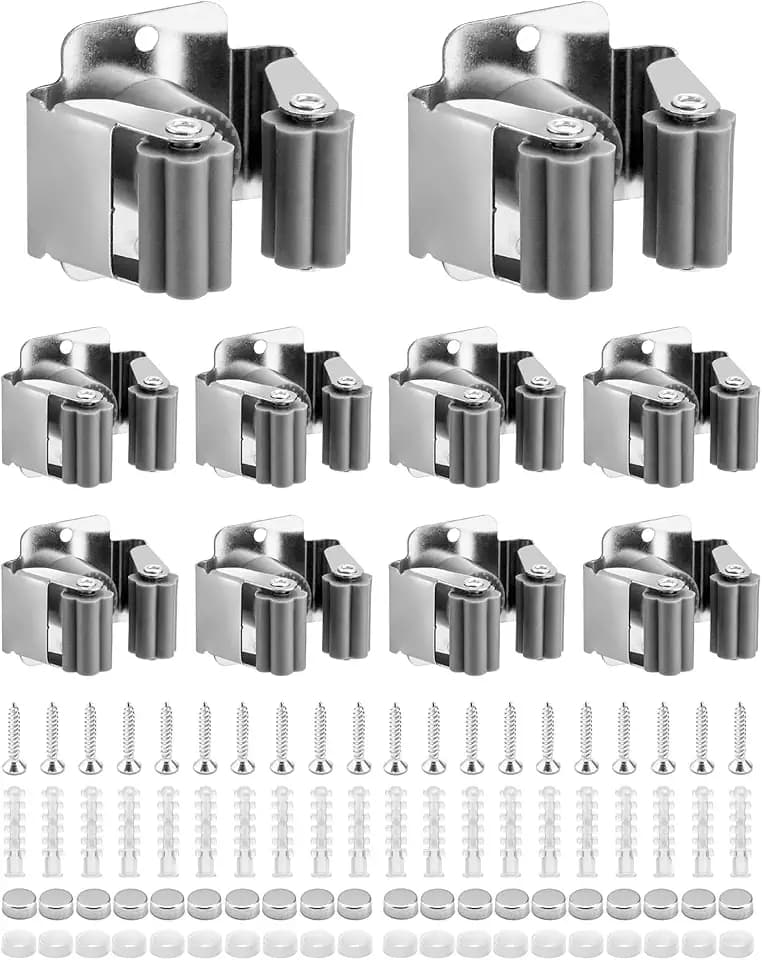 QWORK® 10 Stück Besenhalterung, Edelstahl Gerätehalter, Gartengeräte Aufhängung, für Badezimmer, Küche, Büro, Schrank, Garten, Garage