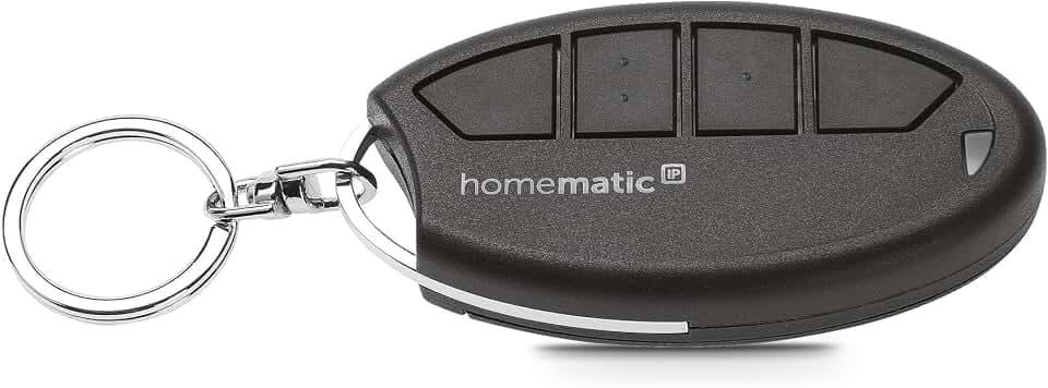 Homematic IP Smart Home Schlüsselbundfernbedienung – 4 Tasten, Zubehör für Ihr Homematic IP Smart Home, vier Tasten universell einsetzbar, schaltet Aktoren und Funktionen, kabellos, 160723A0