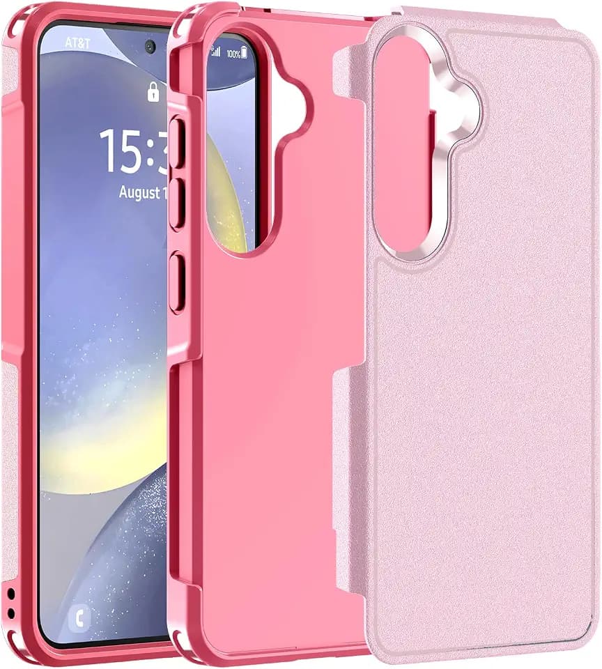 Hualele for Samsung Galaxy S24/S25 Plus Case,[Military Grade Protection] [Dropproof Shcokproof] Anti-Slip Grip Dual Layer Rugged Heavy Duty Galaxy S24 S25 Plus Phone Case,Pink